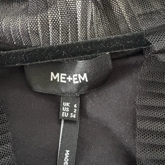 ME+EM Black Blouse with Sheer Tulle Sleeves - Picture 2 of 5